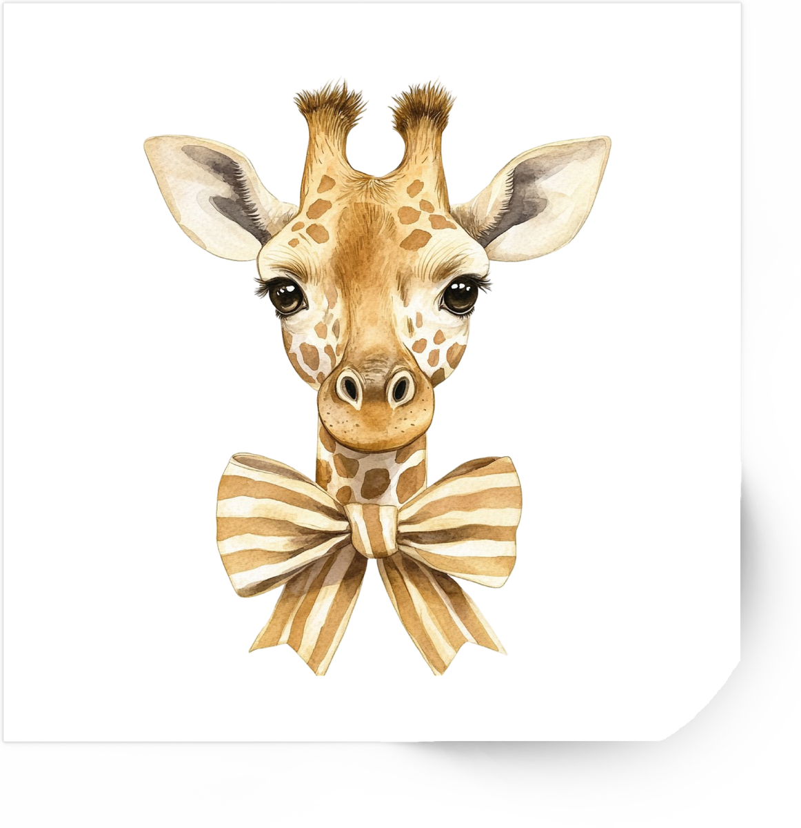 Baby Giraffe Sticker | Watercolor Giraffe With Bow Vinyl Decal | Cute Nursery Animal Gift