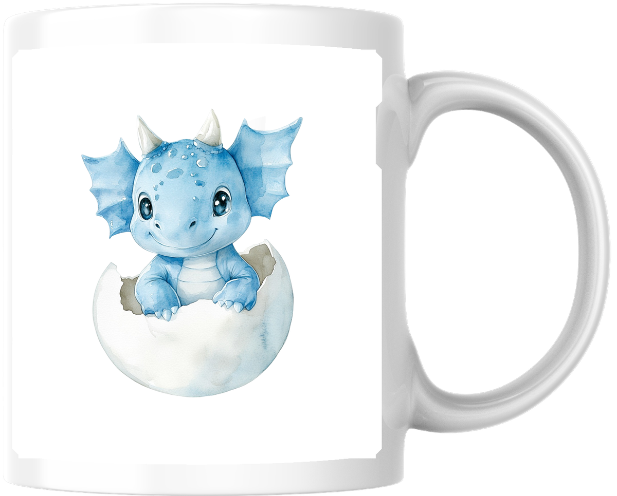 Baby Dragon Hatchling Mug | Cute Blue Dragon Egg Coffee Mug | Fantasy Lover Gift