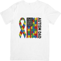 Thumbnail for Autism Dad American Flag Patriotic Awareness Ribbon Graphic Tee