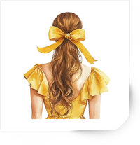 Thumbnail for Yellow Bow Hairstyle Sticker | Watercolor Coquette Girl Vinyl Decal | Aesthetic Feminine Gift