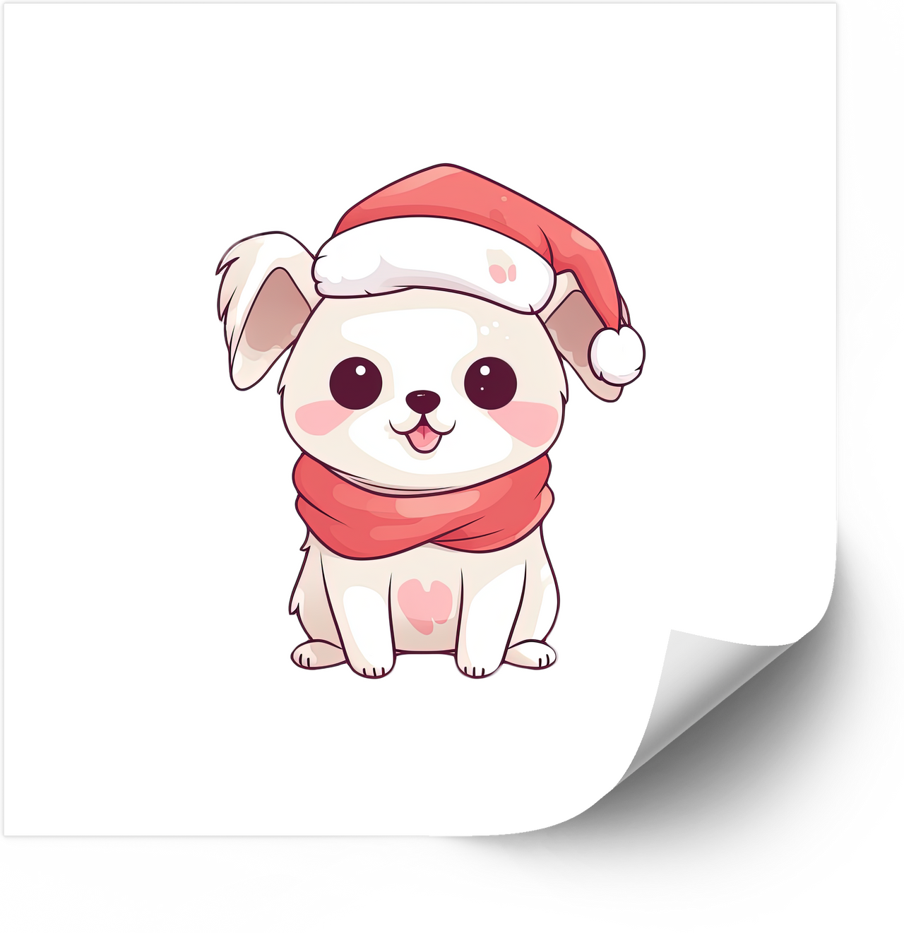 Christmas Puppy Santa Cute Kawaii Holiday Dog Vinyl Sticker Decal