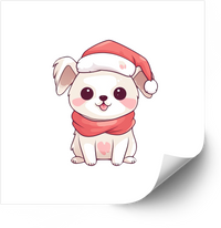 Thumbnail for Christmas Puppy Santa Cute Kawaii Holiday Dog Vinyl Sticker Decal
