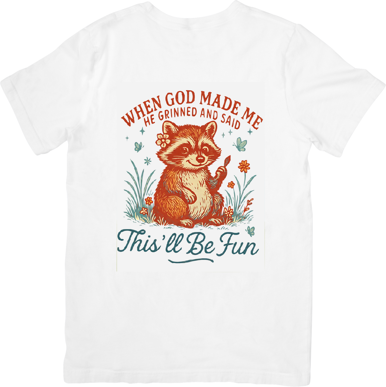When God Made Me He Said This'll Be Fun Raccoon Gamer Graphic Tee