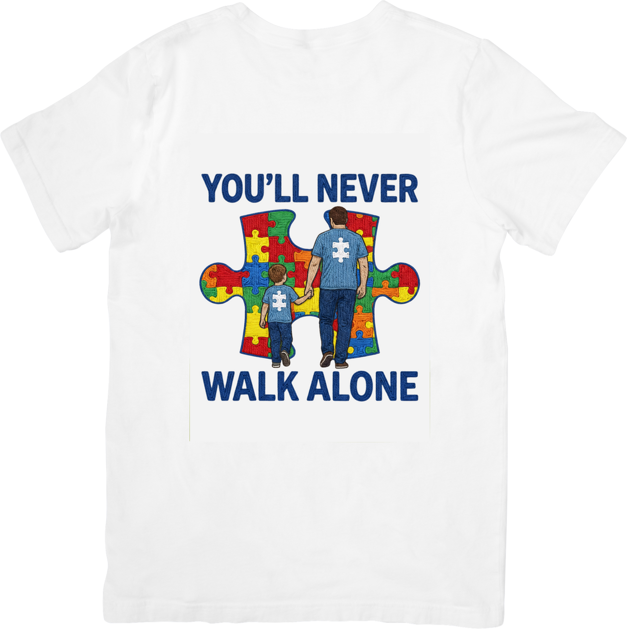 You Will Never Walk Alone Autism Puzzle Inspirational Awareness Graphic Tee