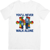 Thumbnail for You Will Never Walk Alone Autism Puzzle Inspirational Awareness Graphic Tee