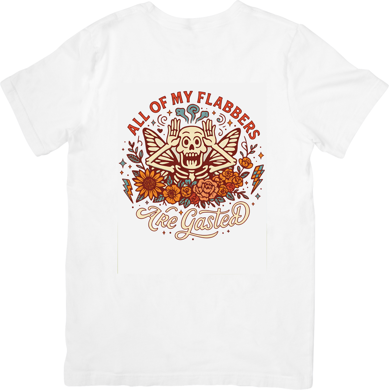 Flabbergasted Skull Vintage Floral Dark Humor Sarcasm Graphic Tee