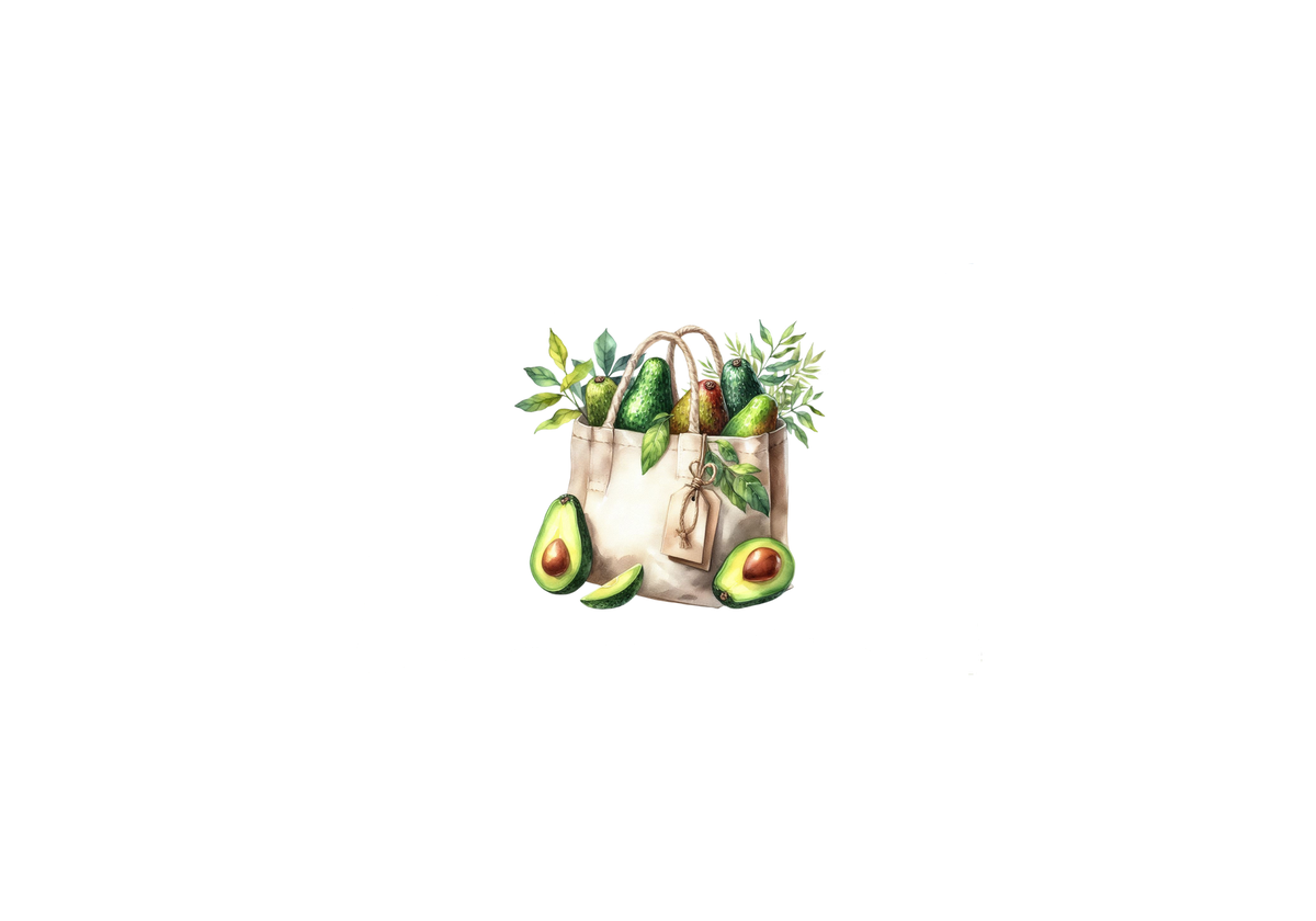 Avocado Tote Bag Throw Pillow | Watercolor Fresh Avocados Decorative Pillow | Kitchen Foodie Gift