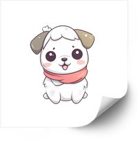 Thumbnail for Cute Puppy Pink Scarf Kawaii Dog Illustration Vinyl Sticker Decal