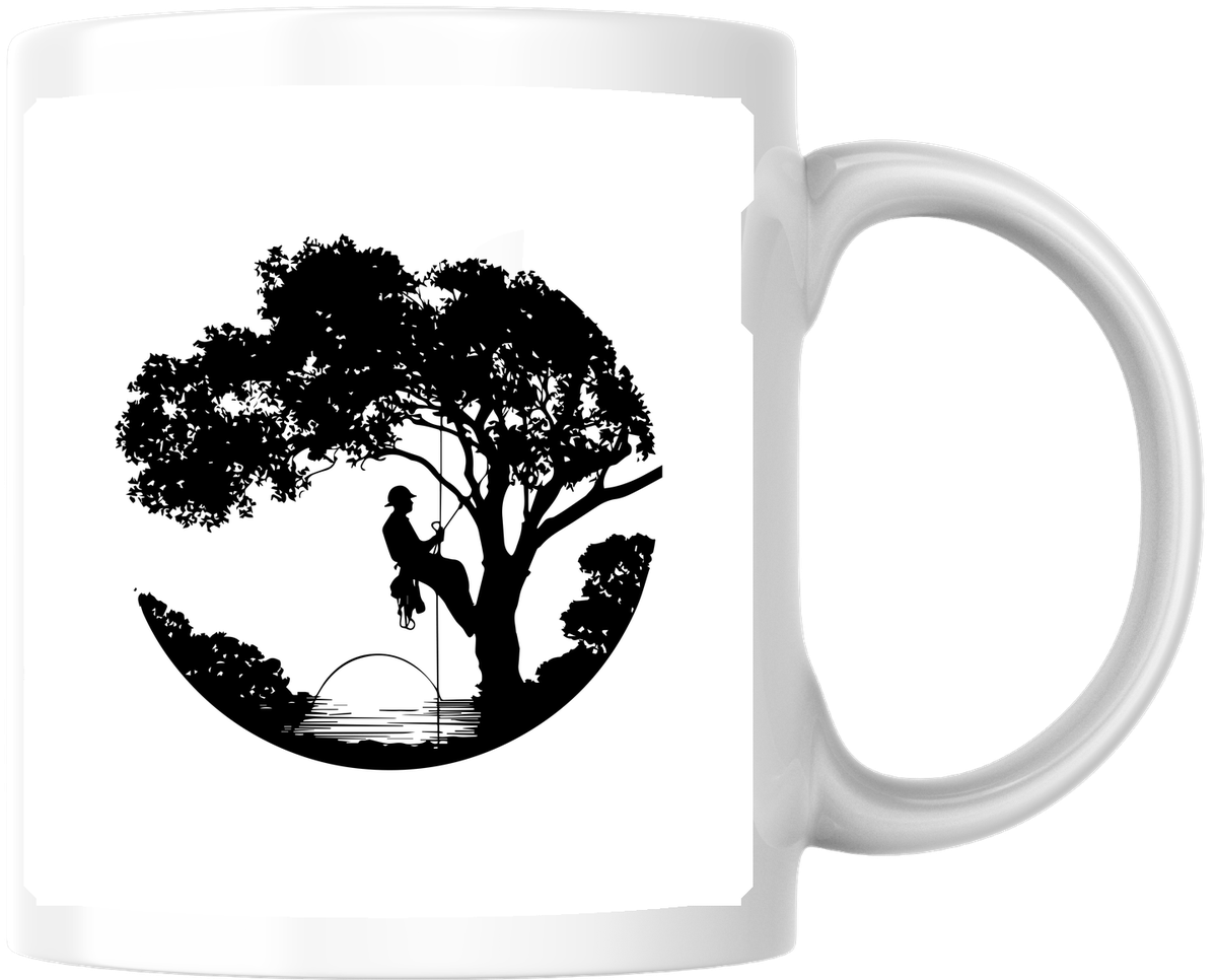 Tree Climber Arborist Mug | Silhouette Tree Care Coffee Mug | Lumberjack Outdoor Gift