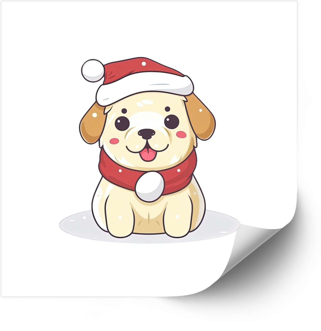 Christmas Puppy Santa Hat Kawaii Holiday Dog Vinyl Sticker Decal