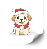 Thumbnail for Christmas Puppy Santa Hat Kawaii Holiday Dog Vinyl Sticker Decal