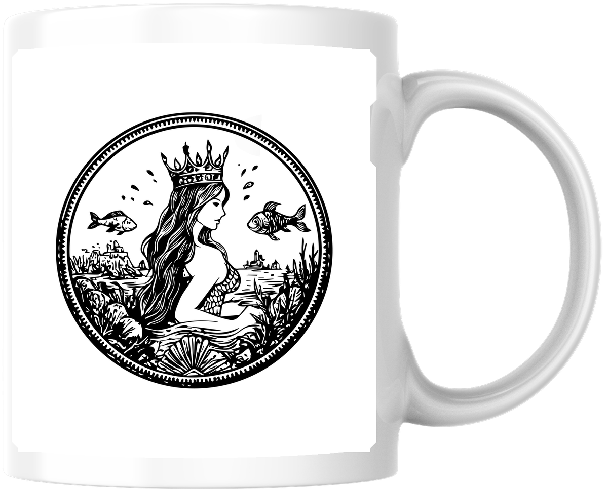 Mermaid Queen Mug | Vintage Crowned Mermaid Coffee Mug | Ocean Fantasy Gift