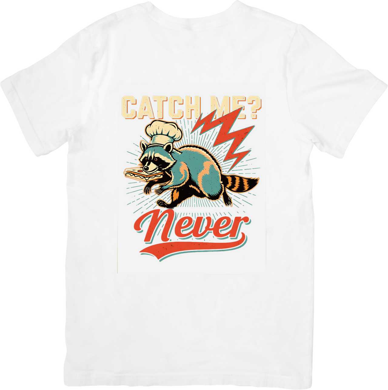 Catch Me Never Raccoon Chef Funny Retro Animal Gamer Humor Tee