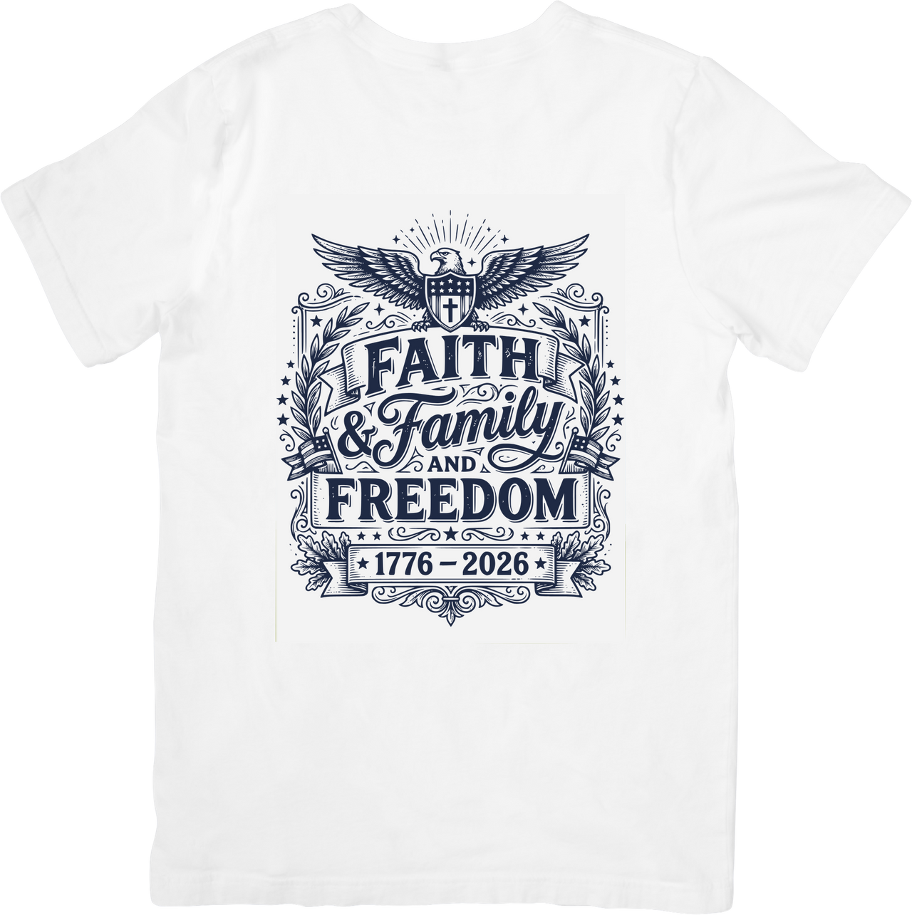 Faith Family Freedom Eagle Patriotic Christian Vintage Americana Graphic Tee