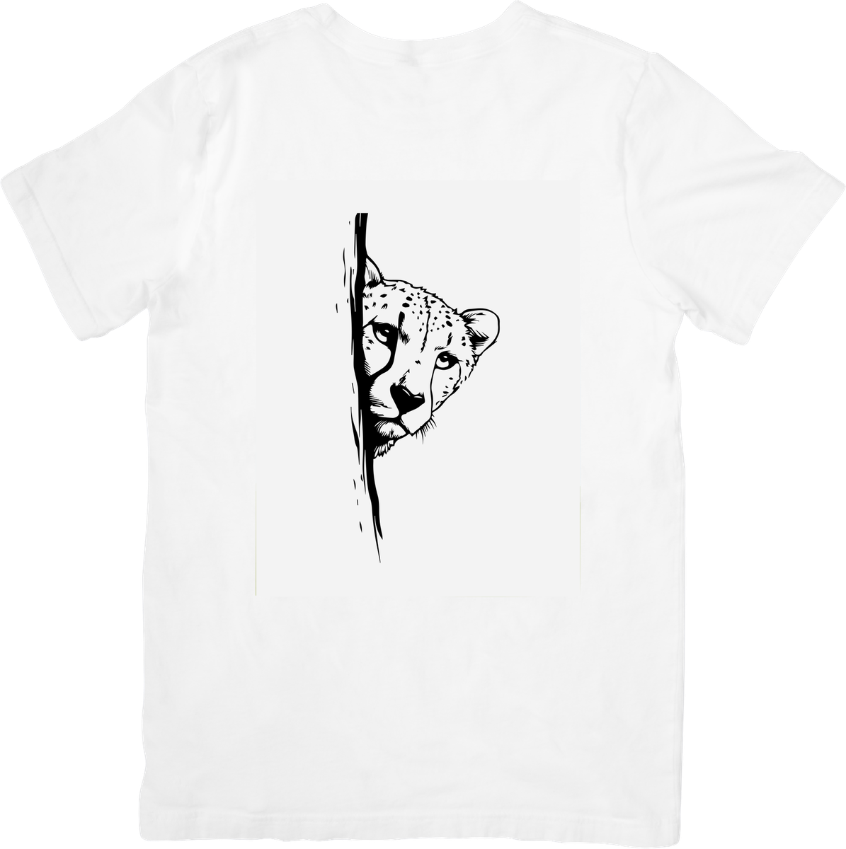 Peeking Cheetah T-Shirt | Minimalist Black & White Wildlife Graphic Tee | Animal Lover Gift