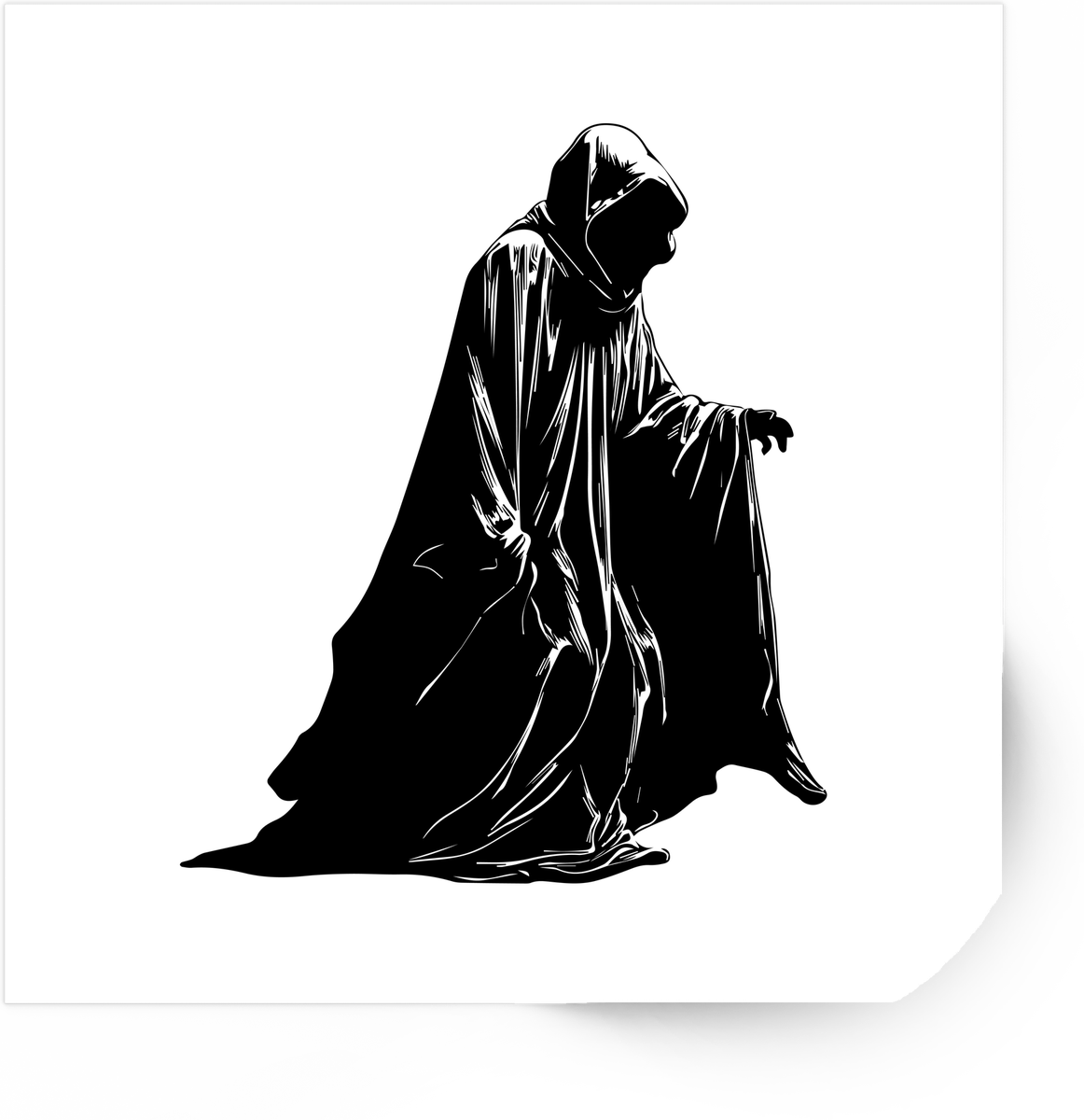 Hooded Cloaked Figure Sticker | Dark Mysterious Robed Silhouette Vinyl Decal | Gothic Fantasy Gift