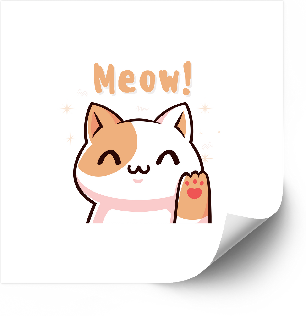 Meow Kawaii Cat Cute Vinyl Sticker Decal for Gamers and Cat Lovers