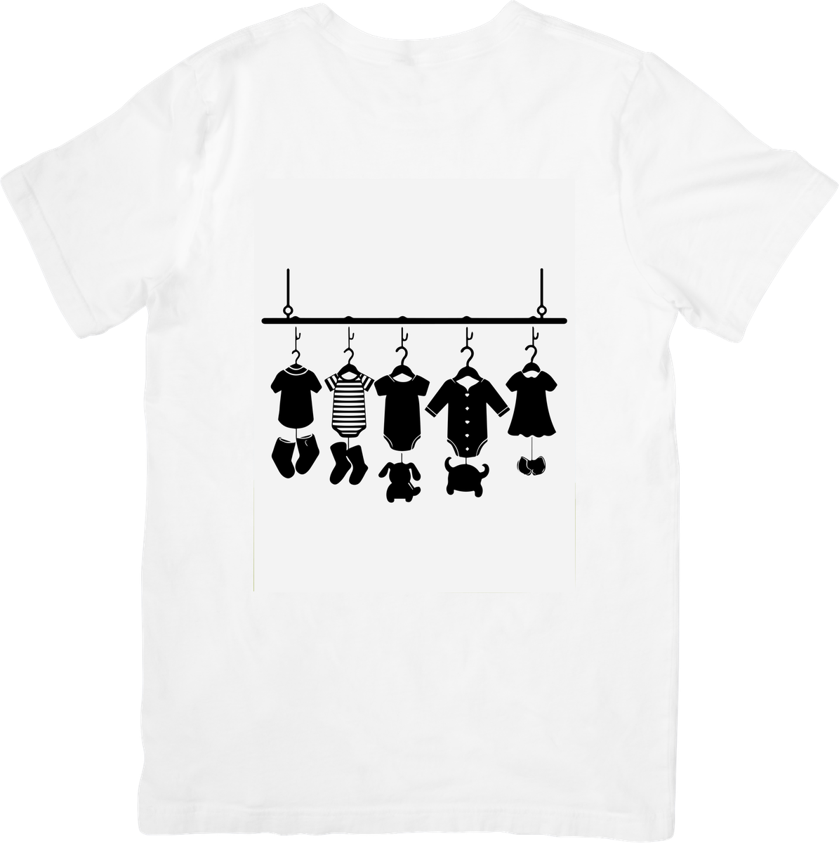 Baby Clothesline T-Shirt | Hanging Baby Outfits Silhouette Graphic Tee | New Mom Gift