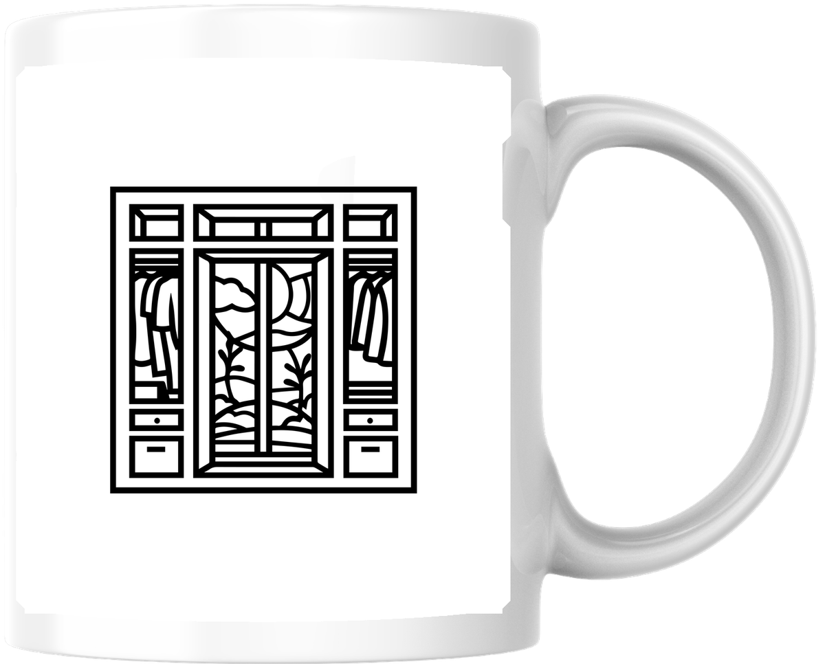 Stained Glass Window Mug | Minimalist Line Art Door Coffee Mug | Architecture Lover Gift