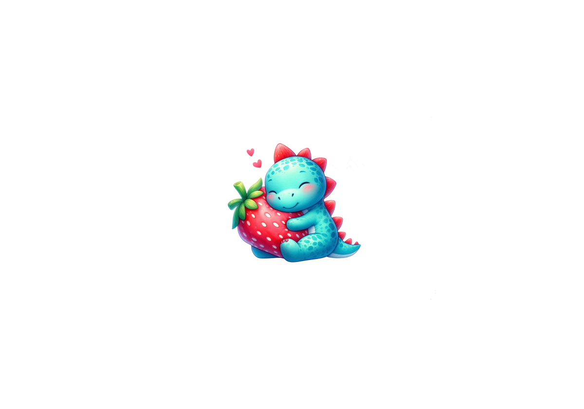 Cute Dino Hugging Strawberry Throw Pillow | Kawaii Dinosaur Decorative Pillow | Kids Room Gift