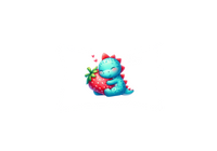 Thumbnail for Cute Dino Hugging Strawberry Throw Pillow | Kawaii Dinosaur Decorative Pillow | Kids Room Gift