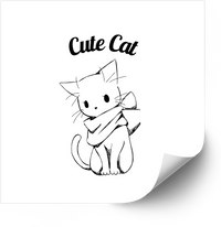 Thumbnail for Cute Cat Sketch Minimalist Kawaii Kitten Vinyl Sticker Decal