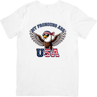 Thumbnail for My Pronouns Are USA Bald Eagle American Flag Patriotic Bold Graphic Tee