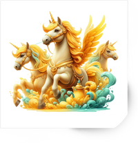 Thumbnail for Golden Unicorns Sticker | Magical Winged Unicorn Trio Vinyl Decal | Kids Fantasy Gift