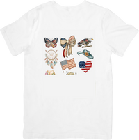 Thumbnail for Patriotic Collage American Flag Eagle Butterfly Heart Graphic Tee
