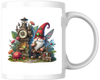 Thumbnail for Gnome With Clock Mug | Whimsical Floral Steampunk Gnome Coffee Mug | Cozy Home Gift