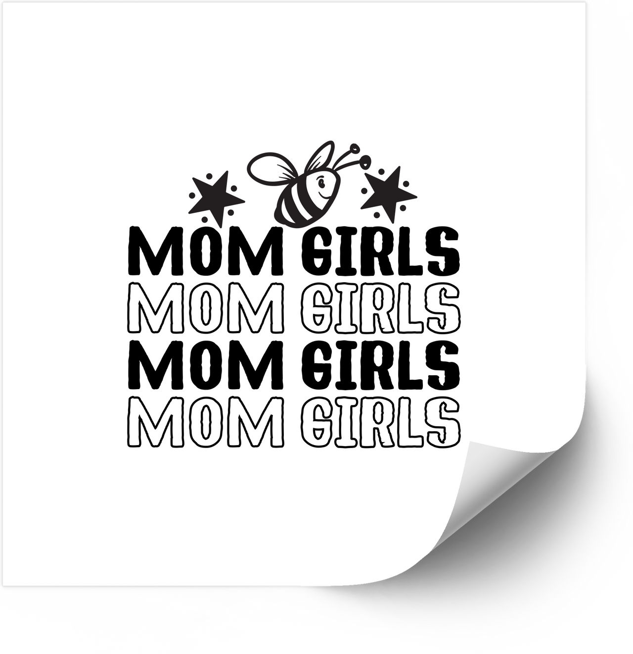 Mom Girls Bee Stars Repeating Pattern Vinyl Sticker Decal