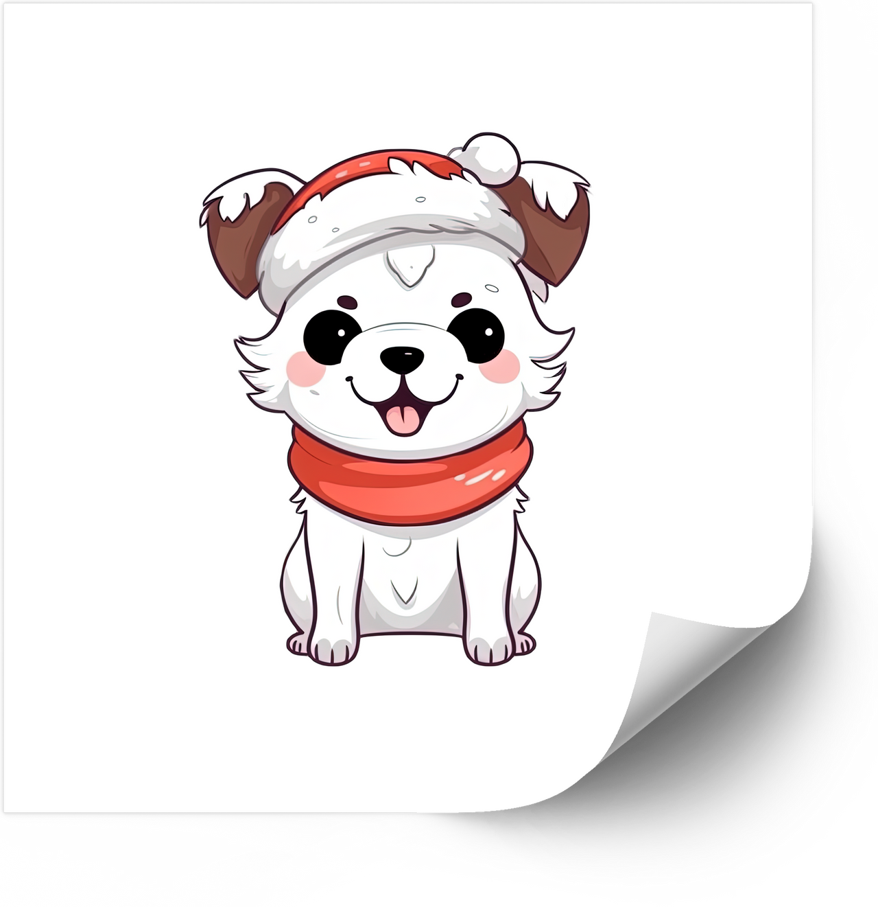 Kawaii Christmas Puppy Cute Holiday Dog Santa Hat Vinyl Sticker Decal