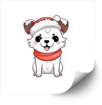 Thumbnail for Kawaii Christmas Puppy Cute Holiday Dog Santa Hat Vinyl Sticker Decal