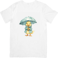 Thumbnail for Duck In Raincoat T-Shirt | Cute Watercolor Duckling With Umbrella Graphic Tee | Kids Rainy Day Gift