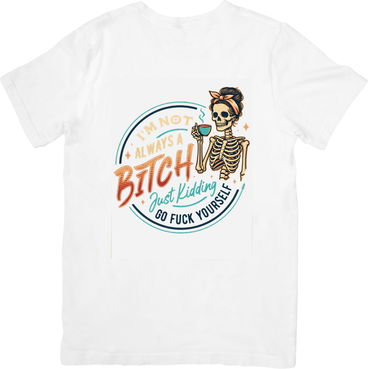 Skeleton Coffee Babe Retro Funny Skull Gamer Morning Graphic Tee