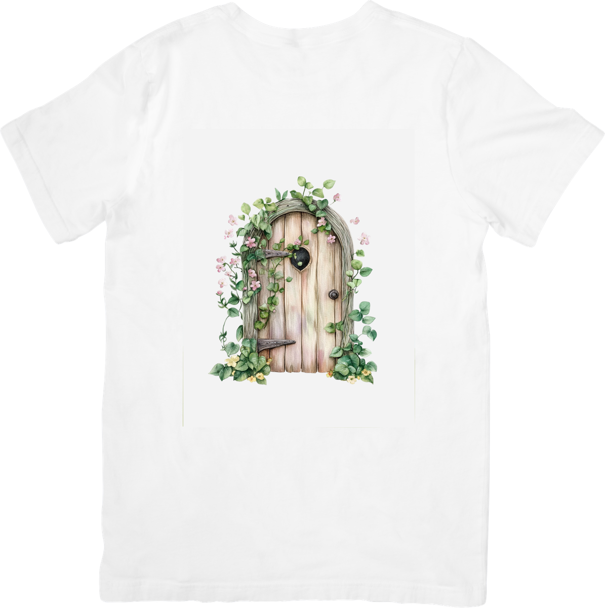 Fairy Garden Door T-Shirt | Enchanted Ivy Cottage Graphic Tee | Whimsical Nature Lover Gift