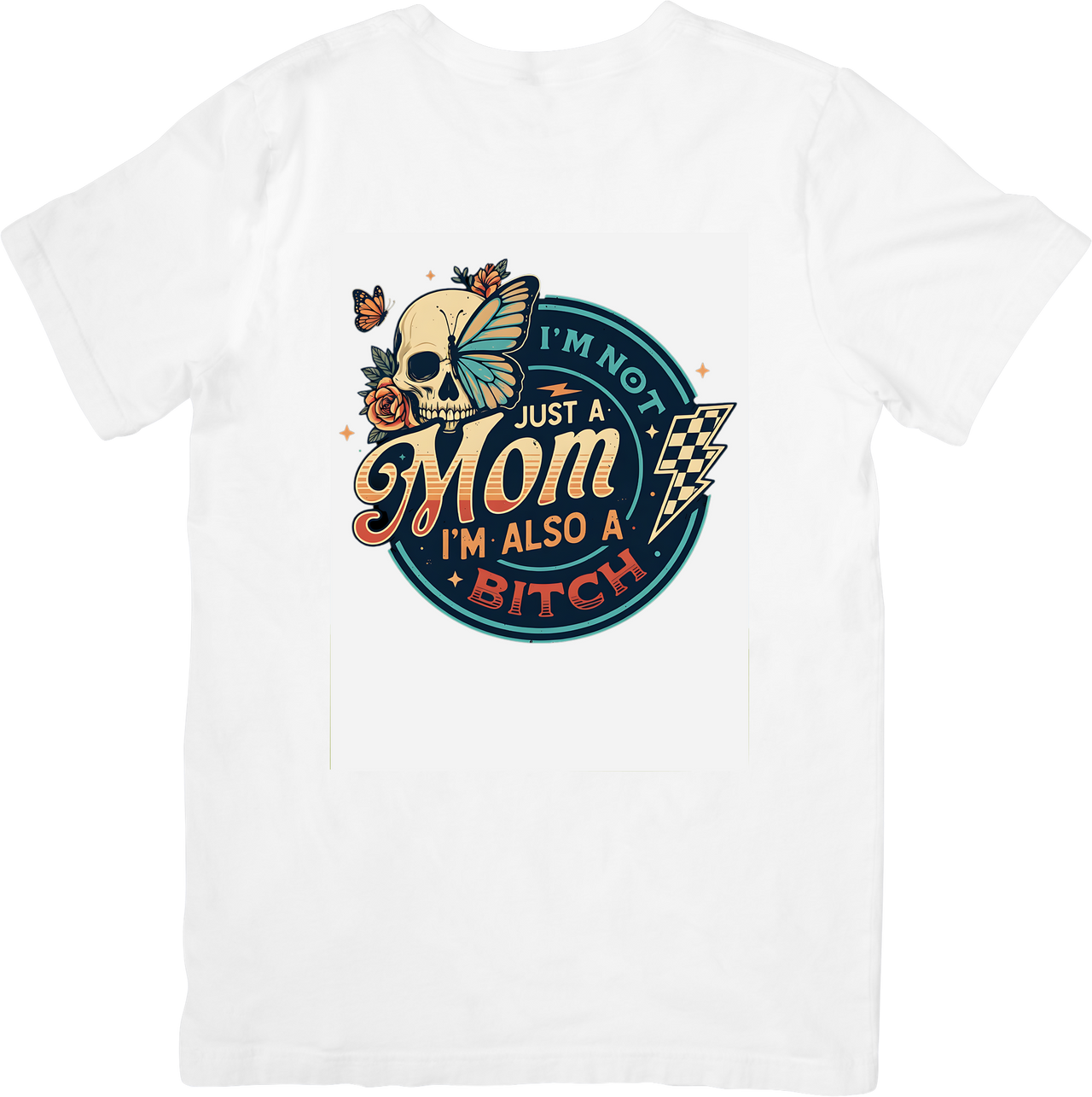 Baddie Mom Skull Butterfly Y2K Retro Funny Mothers Day Graphic Tee